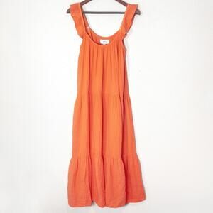 Xirena Maxi Dress Cotton Gauze Orange Size L Artisanal Cottagecore